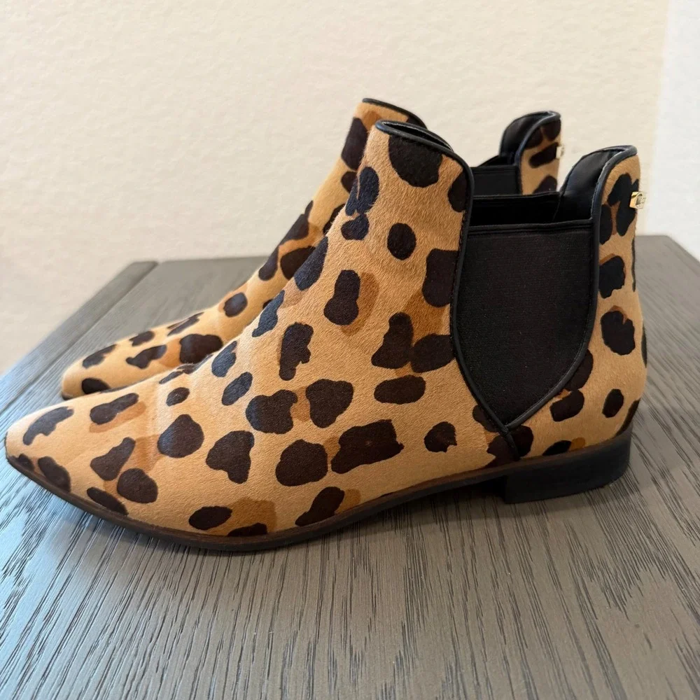 Cole Haan Grand.OS Leopard Calf Hair Chelsea Boots Pointed Toe Ankle Booties 7.5